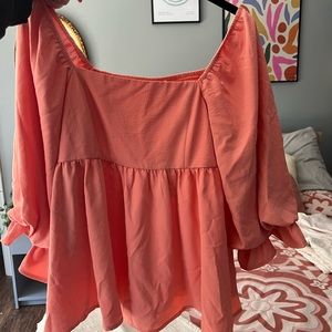 Coral Babydoll Blouse